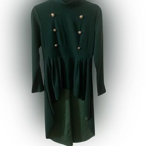 Conservative high low mock neck dress